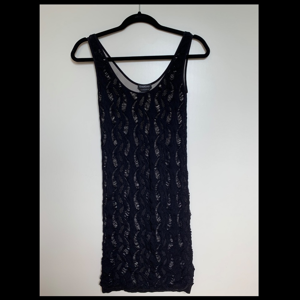 Bebe black and nude illusion dress